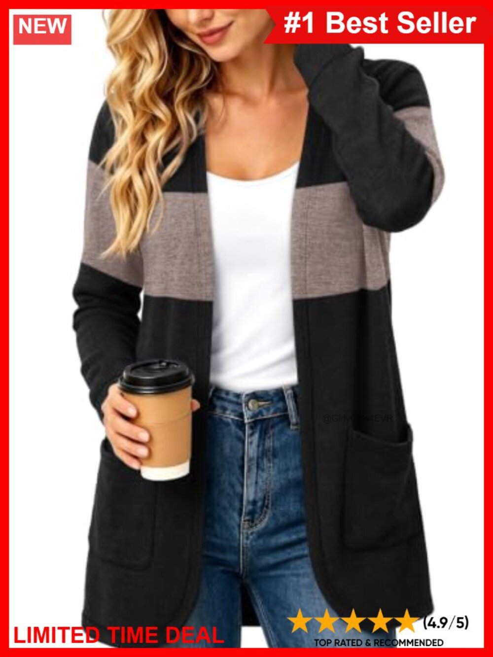 Womens Lightweight Open Front Knit Cardigan Long Sleeve Layering Sweater